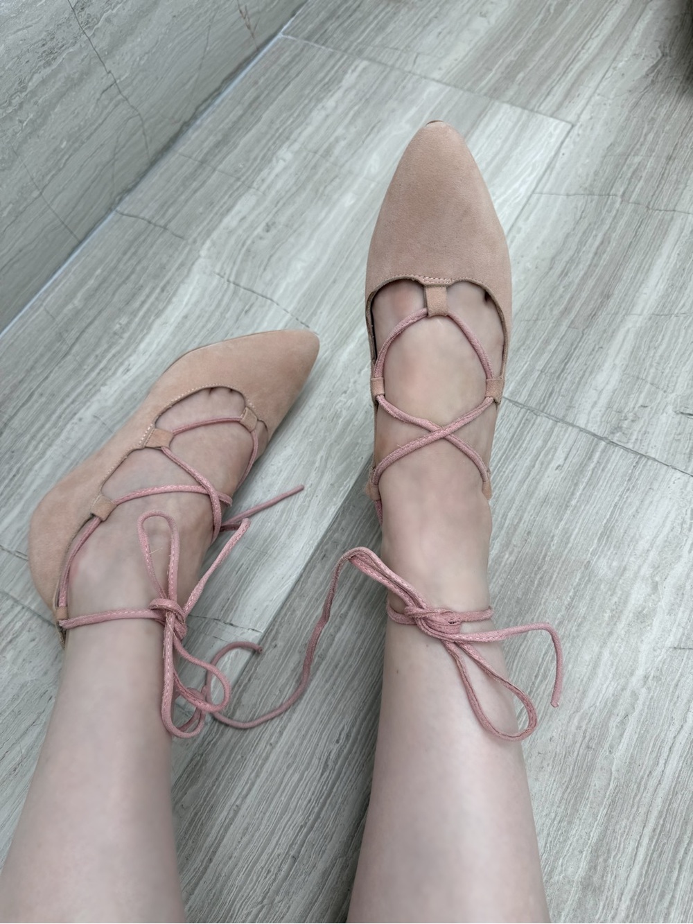 Jeffrey Campbell Atsuko Pink Suede Wrap Around Lace Up Wedge Sandals